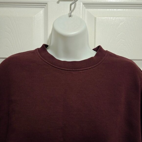 AllSaints Burgundy Cropped Asymmetrical Raw Hem Sweater - Picture 4 of 6